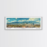 Colorado Springs Colorado Panoramic Watercolor Painting Framed Canvas Print, Travel Poster Art, Mountain Cityscape, Living Room Decor, Wall Art, Office Decoration, Colorado Gift
