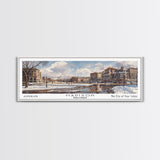 Madison Wisconsin Panoramic Watercolor Cityscape, Framed Canvas Print for Living Room, Office Wall Art, Urban Decor, Travel Poster