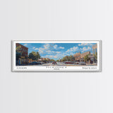 McKinney Texas Panoramic Framed Canvas Print, Beautiful Watercolor Art, Perfect Office Wall Decor, Living Room Art, Travel Poster, City Print