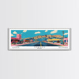 Sparks Nevada Panoramic Wall Art, Mid Century Modern Framed Canvas Print, Retro Pop Art Travel Poster, Living Room and Office Decor