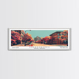 Greensboro North Carolina Panoramic Wall Art, Mid Century Modern Framed Canvas Print, Retro Pop Art Travel Poster, City Art, Living Room Decor, Home Office Decor