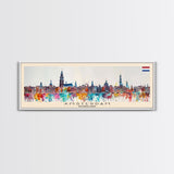 Amsterdam Netherlands Travel Art, City Art, Framed Canvas Print or Metal Wall Art, Europe Travel Poster, Panoramic Wall Art, Extra Wide Wall Art