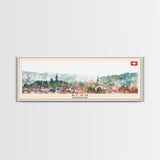 Bern Switzerland Travel Art, City Art, Framed Canvas Print or Metal Wall Art, Europe Travel Poster, Panoramic Wall Art, Extra Wide Wall Art