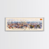 Castellon de la Plana Spain Wall Art, Panoramic Travel Poster, Panoramic Framed Canvas Print, City Wall Art, Wall Hanging Home Decor, Travel Art