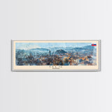 Celje Slovenia Panoramic Travel Poster, Framed Canvas Print or Metal Wall Art, Travel Art, Home Decor, Panoramic Painting, Midcentury Art