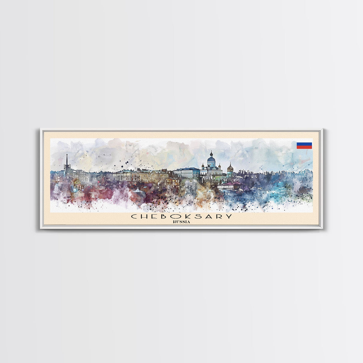 Cheboksary Russia Travel Art, City Art, Framed Canvas Print or Metal Wall Art, Europe Travel Poster, Panoramic Wall Art, Extra Wide Wall Art
