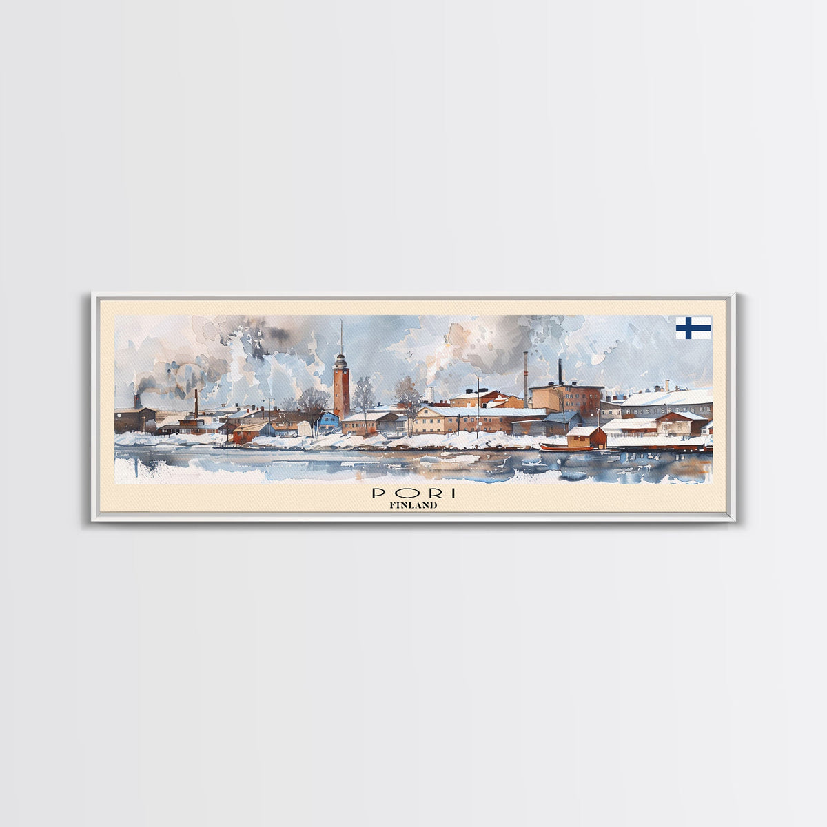 Pori Finland Travel Art, City Art, Framed Canvas Print or Metal Wall Art, Europe Travel Poster, Panoramic Wall Art, Extra Wide Wall Art