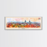 Debrecen Hungary Panoramic Travel Poster, Framed Canvas Print or Metal Wall Art, Travel Art, Home Decor, Panoramic Painting, Midcentury Art