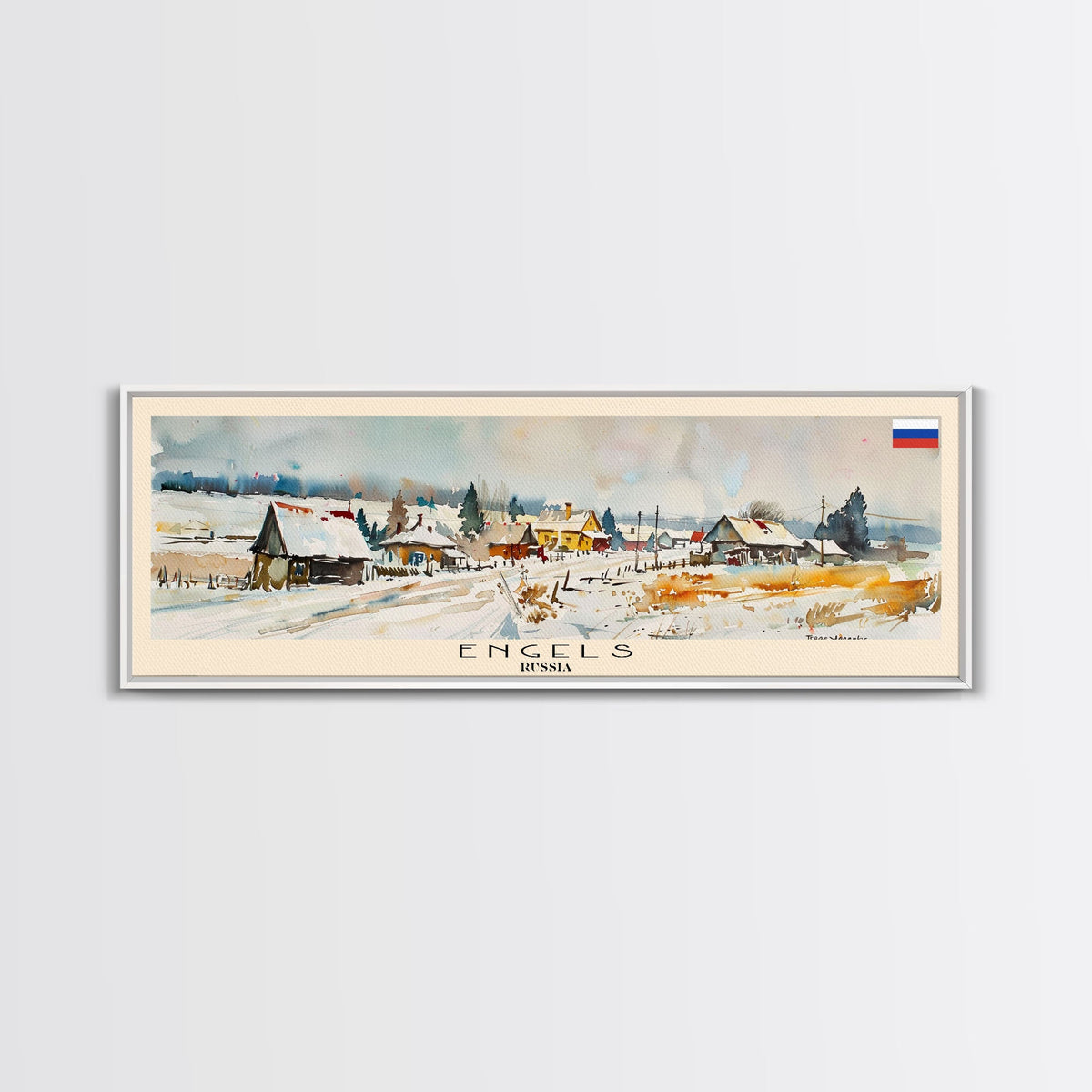 Engels Russia Panoramic Travel Poster, Framed Canvas Print or Metal Wall Art, Travel Art, Home Decor, Panoramic Painting, Midcentury Art