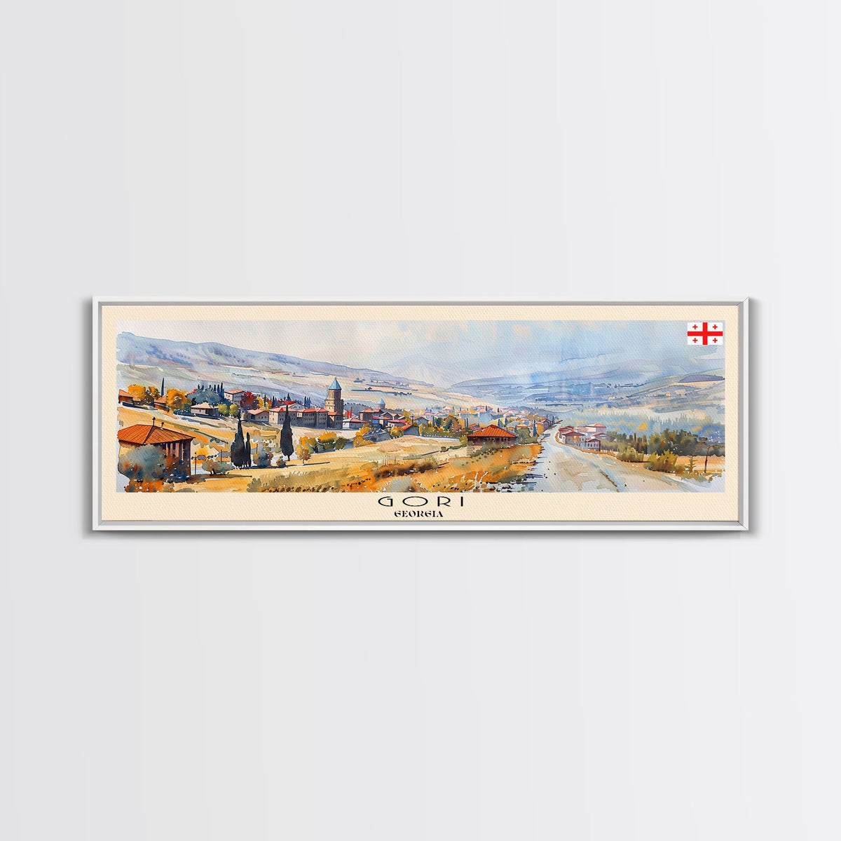 Gori Georgia Travel Print Wall Art, Panoramic City Art, Travel Art, Wall Decor, Vacation Gift, Framed Canvas Print Or Metal Art
