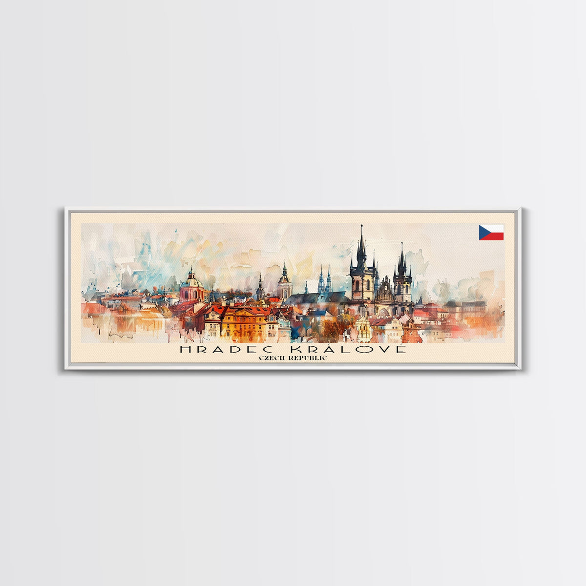 Hradec Czech Republic Travel Art, City Art, Framed Canvas Print or Metal Wall Art, Europe Travel Poster, Panoramic Wall Art, Extra Wide Wall Art