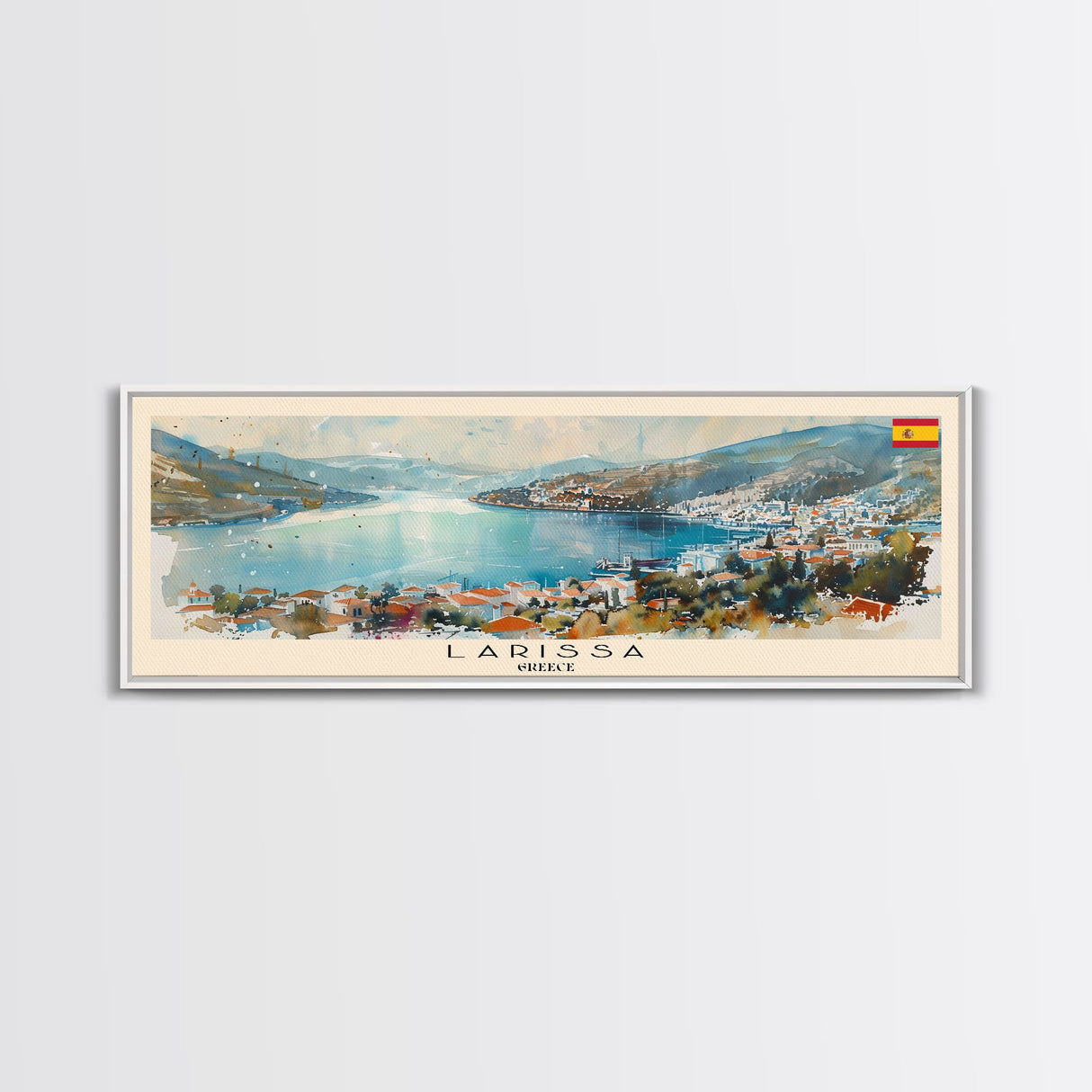 Larissa Greece Wall Art, Panoramic Travel Poster, Panoramic Framed Canvas Print, City Wall Art, Wall Hanging Home Decor, Travel Art