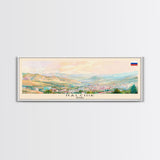 Nalchik Russia Panoramic Travel Poster, Framed Canvas Print or Metal Wall Art, Travel Art, Home Decor, Panoramic Painting, Midcentury Art