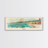 Nice France Travel Art, City Art, Framed Canvas Print or Metal Wall Art, Europe Travel Poster, Panoramic Wall Art, Extra Wide Wall Art