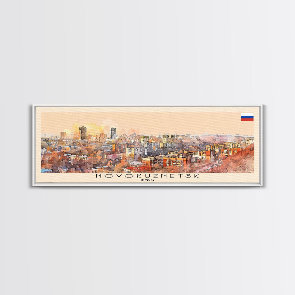 Novokuznetsk Russia Panoramic Travel Poster, Framed Canvas Print or Metal Wall Art, Travel Art, Home Decor, Panoramic Painting, Midcentury Art