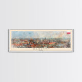 Olsztyn Poland Panoramic Travel Poster, Framed Canvas Print or Metal Wall Art, Travel Art, Home Decor, Panoramic Painting, Midcentury Art