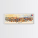 Rennes France Panoramic Travel Poster, Framed Canvas Print or Metal Wall Art, Travel Art, Home Decor, Panoramic Painting, Midcentury Art