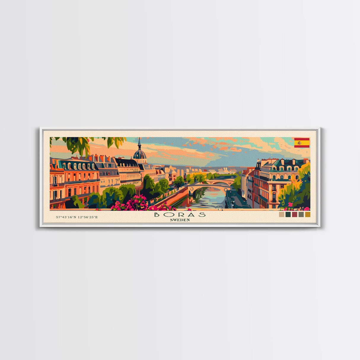 Borås Sweden Travel Art, City Art, Framed Canvas Print or Metal Wall Art, Europe Travel Poster, Panoramic Wall Art, Extra Wide Wall Art