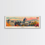 Bucharest Romania Wall Art, Panoramic Travel Poster, Panoramic Framed Canvas Print, City Wall Art, Wall Hanging Home Decor, Travel Art