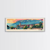 Drammen Norway Travel Print Wall Art, Panoramic City Art, Travel Art, Wall Decor, Vacation Gift, Framed Canvas Print Or Metal Art