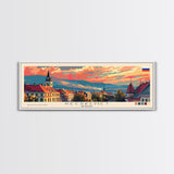 Kecskemet Hungary Wall Art, Panoramic Travel Poster, Panoramic Framed Canvas Print, City Wall Art, Wall Hanging Home Decor, Travel Art