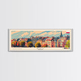Kiel Germany Panoramic Travel Poster, Framed Canvas Print or Metal Wall Art, Travel Art, Home Decor, Panoramic Painting, Midcentury Art