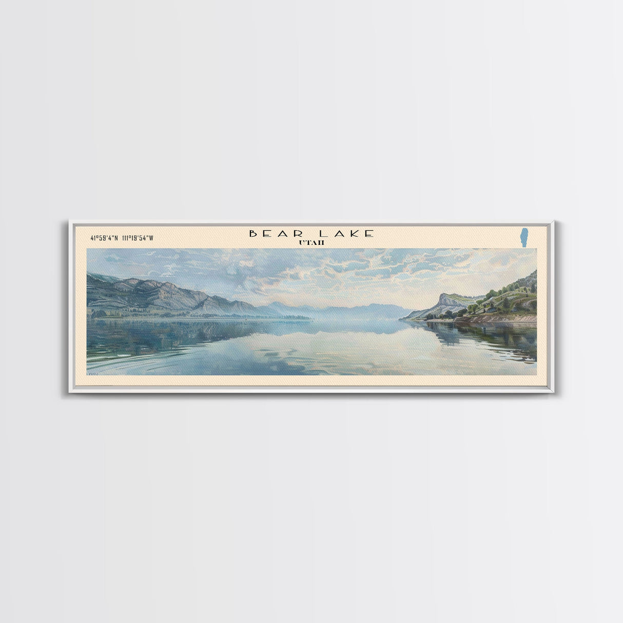 Bear Lake Panoramic Framed Canvas Print, Lake House Decor, Scenic View, Travel Poster, Minimalist Art, Home Decoration