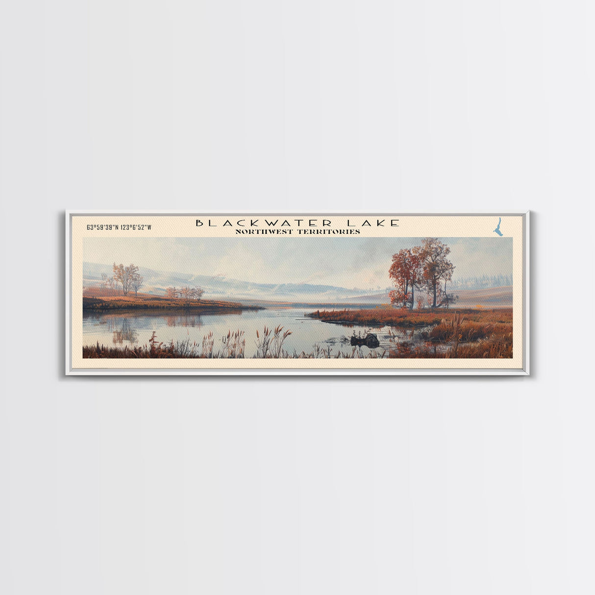 Blackwater Lake Framed Canvas Print, Lake House Decor, Panoramic Scenic View, Travel Poster, Minimalist Art, Lake Painting
