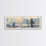 Blue Cypress Lake Florida Framed Canvas Print, Lake House Art, Panoramic Scenic View, Travel Poster, Modern Decor, Lake Painting