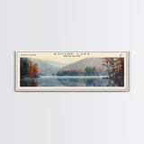Boone Lake Rhode Island Framed Canvas Print, Panoramic Lake House Decor, Scenic View, Travel Poster, Rustic Art, Lake Painting