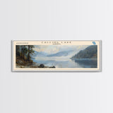 Calling Lake Framed Canvas Print, Panoramic Lake House Decor, Wall Art, Travel Poster, Rustic Lake Painting, Nature Art