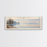 Chippewa Lake Ohio Framed Canvas Print, Lake House Decor, Panoramic Wide Art, Travel Poster, Modern Lake Painting, Nature Art