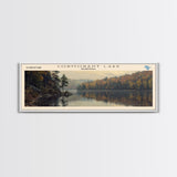 Cormorant Lake Framed Canvas Print, Lake House Decor, Panoramic Wide Art, Travel Poster, Rustic Lake Painting, Home Decor