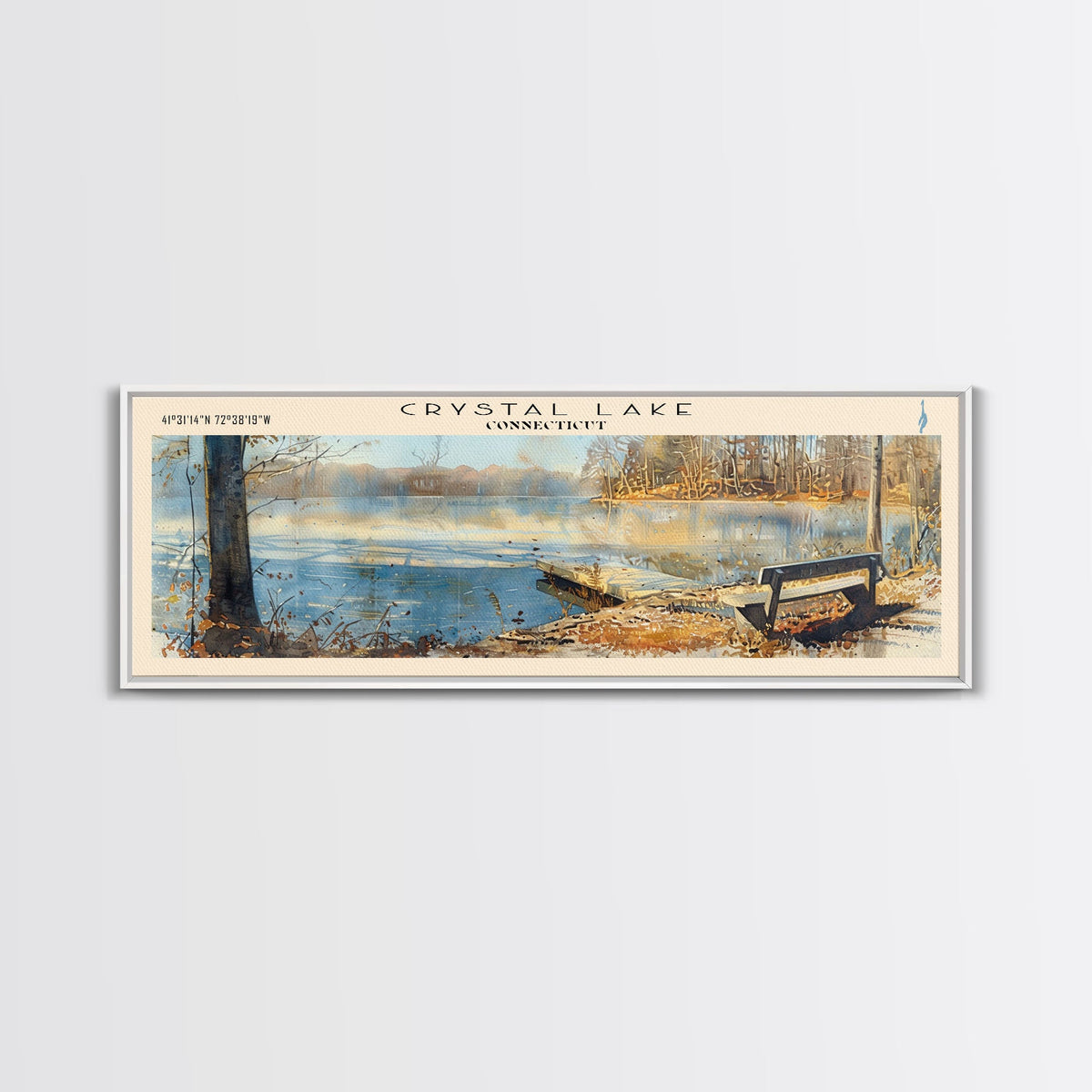 Cross Lake Louisiana Framed Canvas Print, Panoramic Lake House Decor, Wall Art, Travel Poster, Rustic Lake Painting, Nature Art