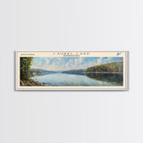 Laurel Lake Pennsylvania Framed Canvas Print, Lake House Decor, Panoramic Wall Art, Travel Poster, Landscape Painting, Bedroom Decor