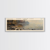 Molson Lake Framed Canvas Print, Lake House Decor, Panoramic Wall Art, Travel Poster, Scenic Landscape Painting, Contemporary Art