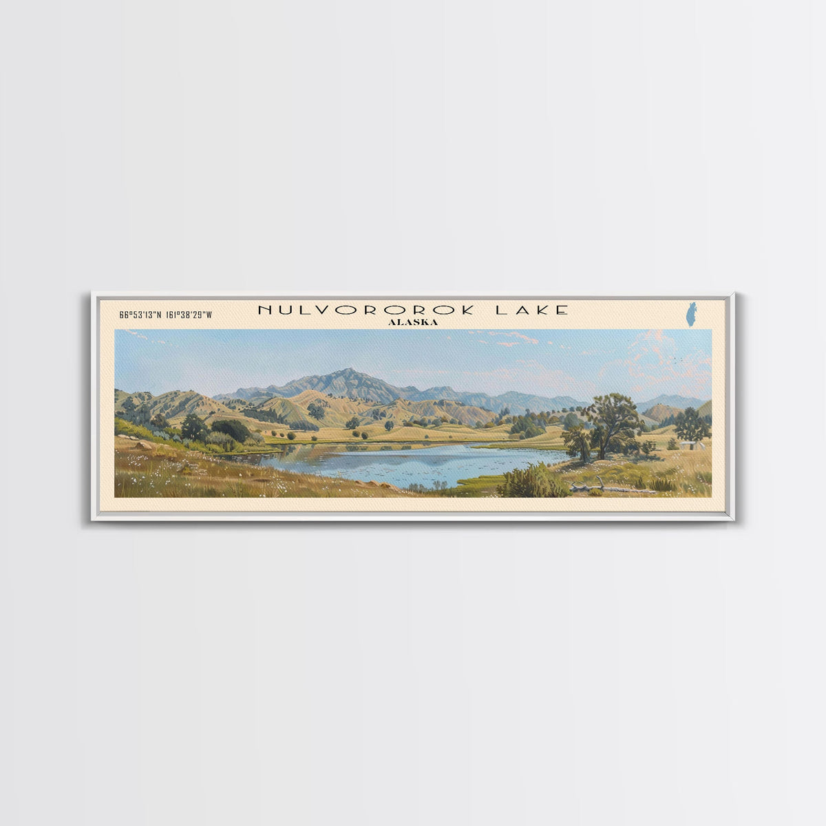 Paulina Lake Oregon Framed Canvas Print, Lake House Decor, Panoramic Travel Poster, Landscape Painting, Bedroom Decor