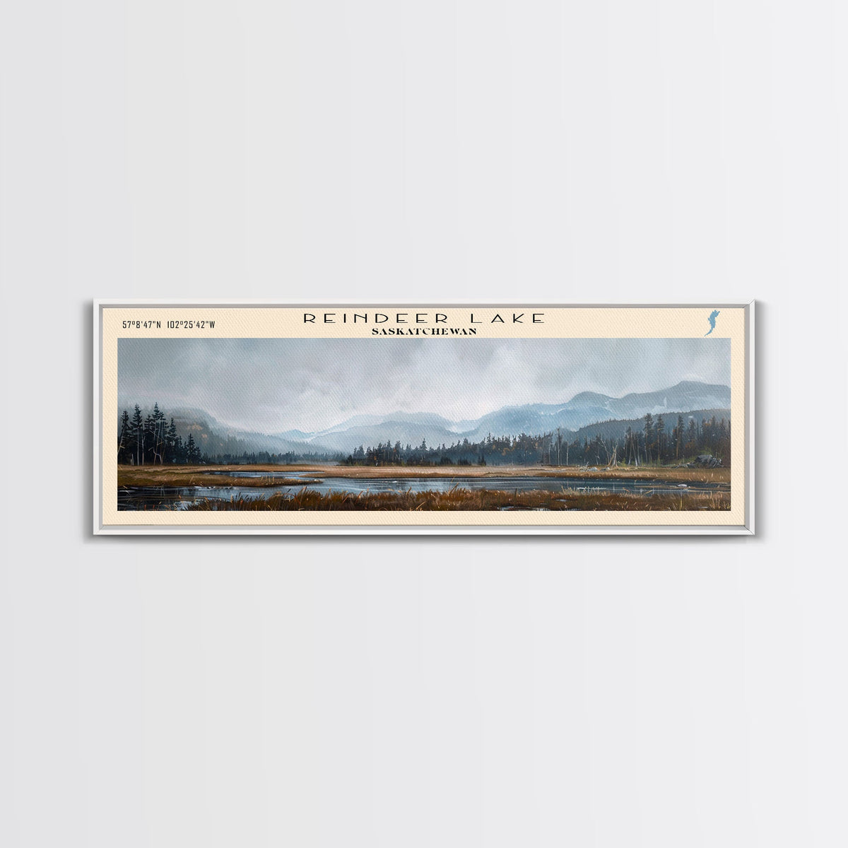 Sebago Lake Framed Canvas Print, Lake House Decor, Panoramic Wall Art, Travel Poster, Scenic Lake Scene, Living Room Decor