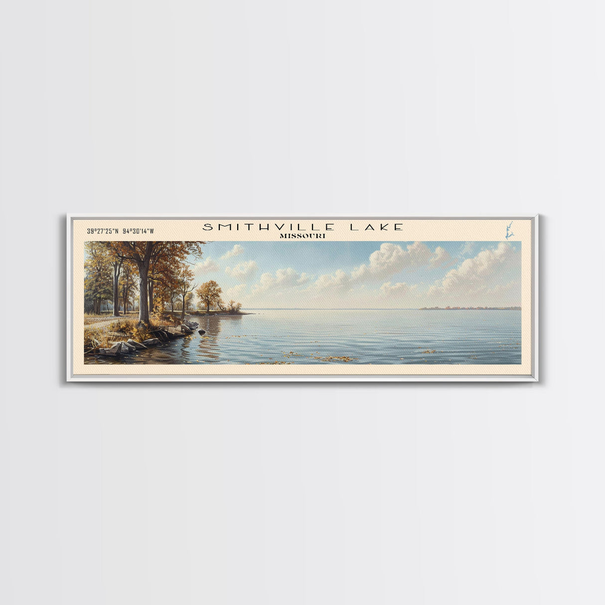 Stump Lake North Dakota Panoramic Wall Art, Framed Canvas Print, Lake House Decor, Travel Poster, Beautiful Lake Scene, Bedroom Decor