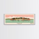 Beaver Lake Arkansas Framed Canvas Print, Panoramic Wall Art, Midcentury Modern, Pop Art, Travel Poster, Scenic Lake House Art, Bedroom Decor