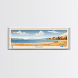 Burt Lake Michigan Framed Canvas Print, Pop Art Panoramic Travel Poster, Midcentury Modern, Wall Art, Scenic Nature Painting, Bedroom Decor