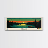 Candle Lake Saskatchewan Framed Canvas Print, Midcentury Modern Panoramic Wall Art, Living Room Decor, Pop Art, Travel Poster Art, Scenic Nature Painting