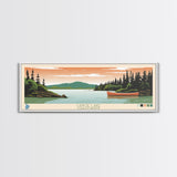Canoe Lake Saskatchewan Framed Canvas Print, Midcentury Modern Panoramic Wall Art, Living Room Decor, Pop Art, Travel Poster Art, Scenic Nature Painting