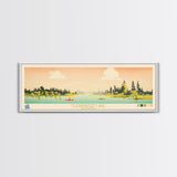 Clearwater Lake Manitoba Framed Canvas Print, Midcentury Modern Panoramic Wall Art, Living Room Decor, Pop Art, Travel Poster Art, Scenic Nature Painting, Lake House Decor