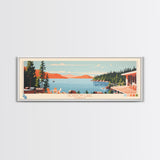 Gordon Lake Alberta Framed Canvas Print, Panoramic Art, Midcentury Modern, Pop Art, Bedroom Decor, Travel Poster, Artistic Decor, Home Decor