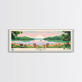 Grape Lake Ohio Framed Canvas Print, Panoramic Wall Art, Midcentury Modern, Pop Art, Living Room Wall Art, Travel Poster, Artistic Decor, Nature Art