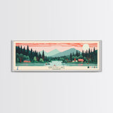 Griffith Lake Vermont2 Framed Canvas Print, Panoramic Art, Midcentury Modern, Pop Art, Bedroom Decor, Travel Poster, Artistic Decor, Home Decor