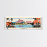 Halulu Lake Hawaii Framed Canvas Print, Panoramic Art, Midcentury Modern, Pop Art, Bedroom Decor, Travel Poster, Artistic Decor, Home Decor