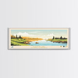 Horton Lake Northwest Territories Framed Canvas Print, Panoramic Art, Midcentury Modern, Pop Art, Living Room Decor, Travel Poster, Lake House Decor