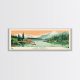 Lake Grandin Northwest Territories Framed Canvas Print, Panoramic Art, Midcentury Modern, Pop Art, Living Room Wall Art, Travel Poster, Lake House Decor